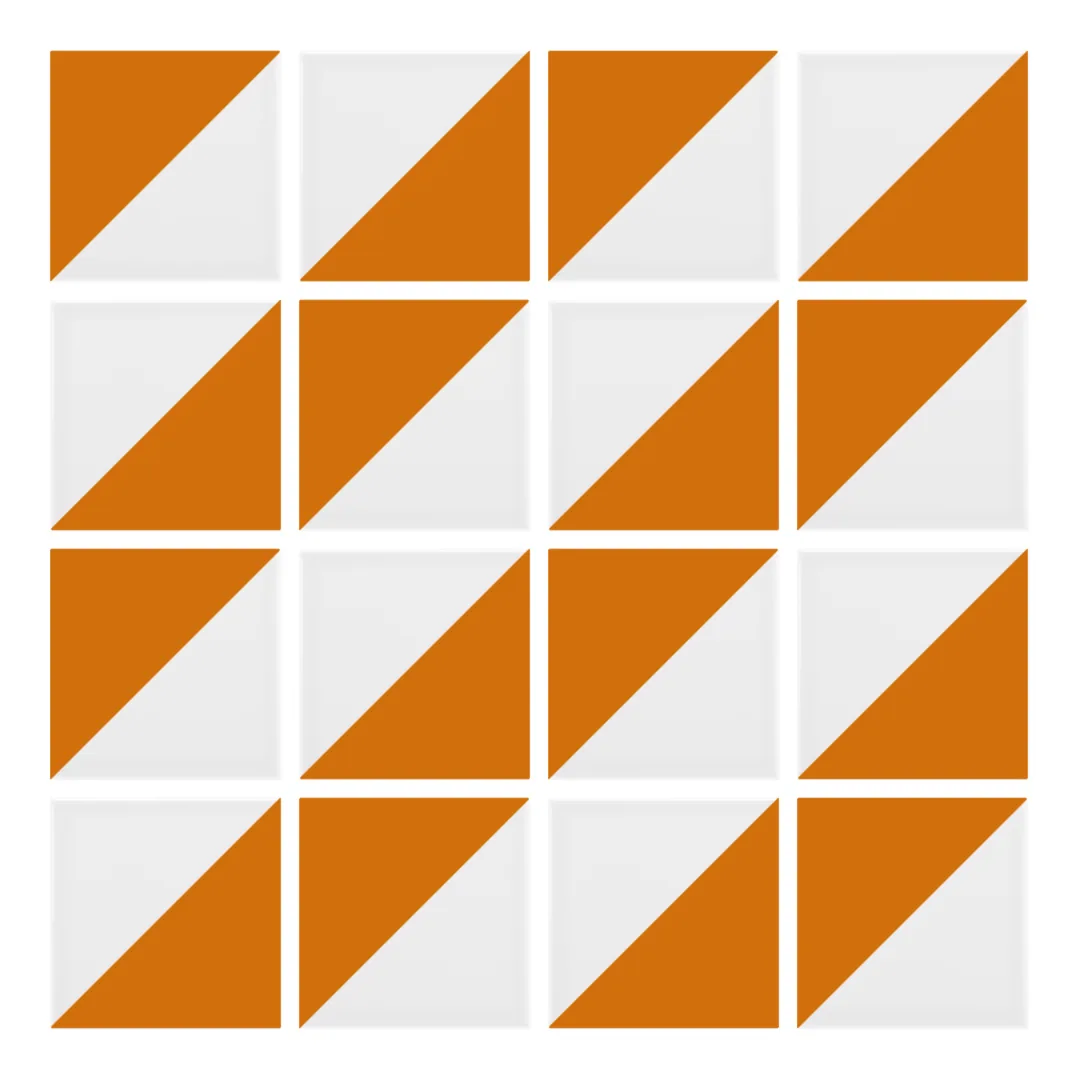 Patrón 2 de colocación de Azulejo Trigone Blanco 10x10 Naranja Brillo