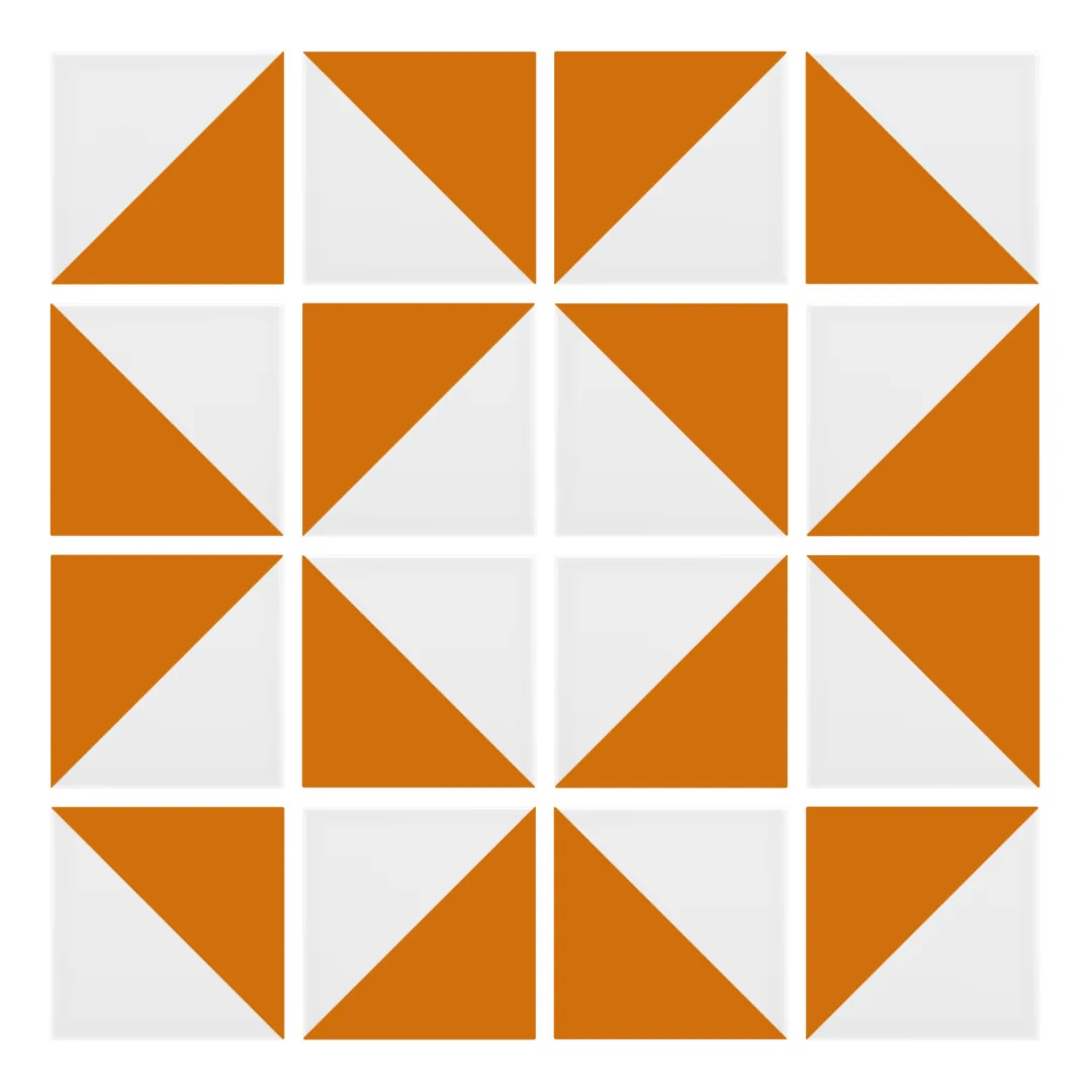 Patrón 3 de colocación de Azulejo Trigone Blanco 10x10 Naranja Brillo