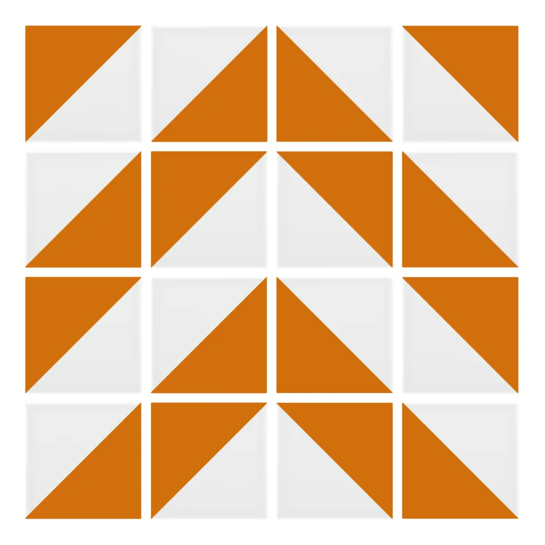 Patrón 4 de colocación de Azulejo Trigone Blanco 10x10 Naranja Brillo