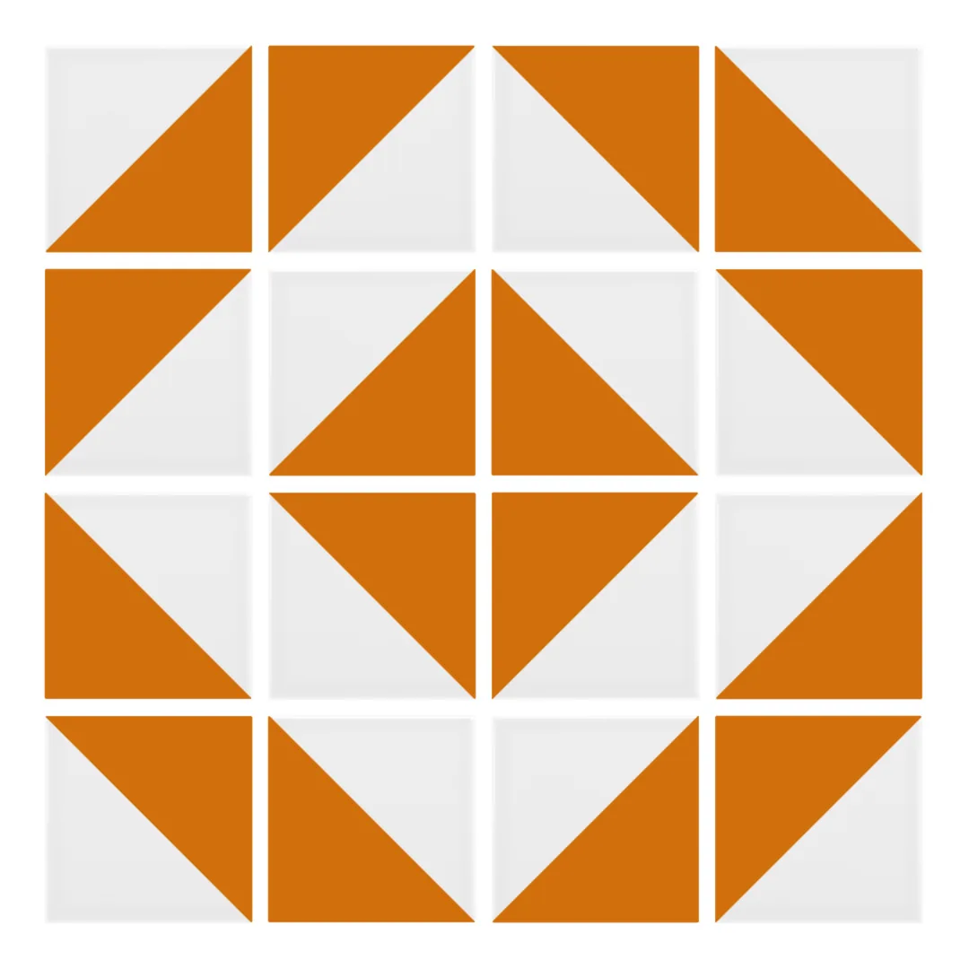 Patrón 5 de colocación de Azulejo Trigone Blanco 10x10 Naranja Brillo