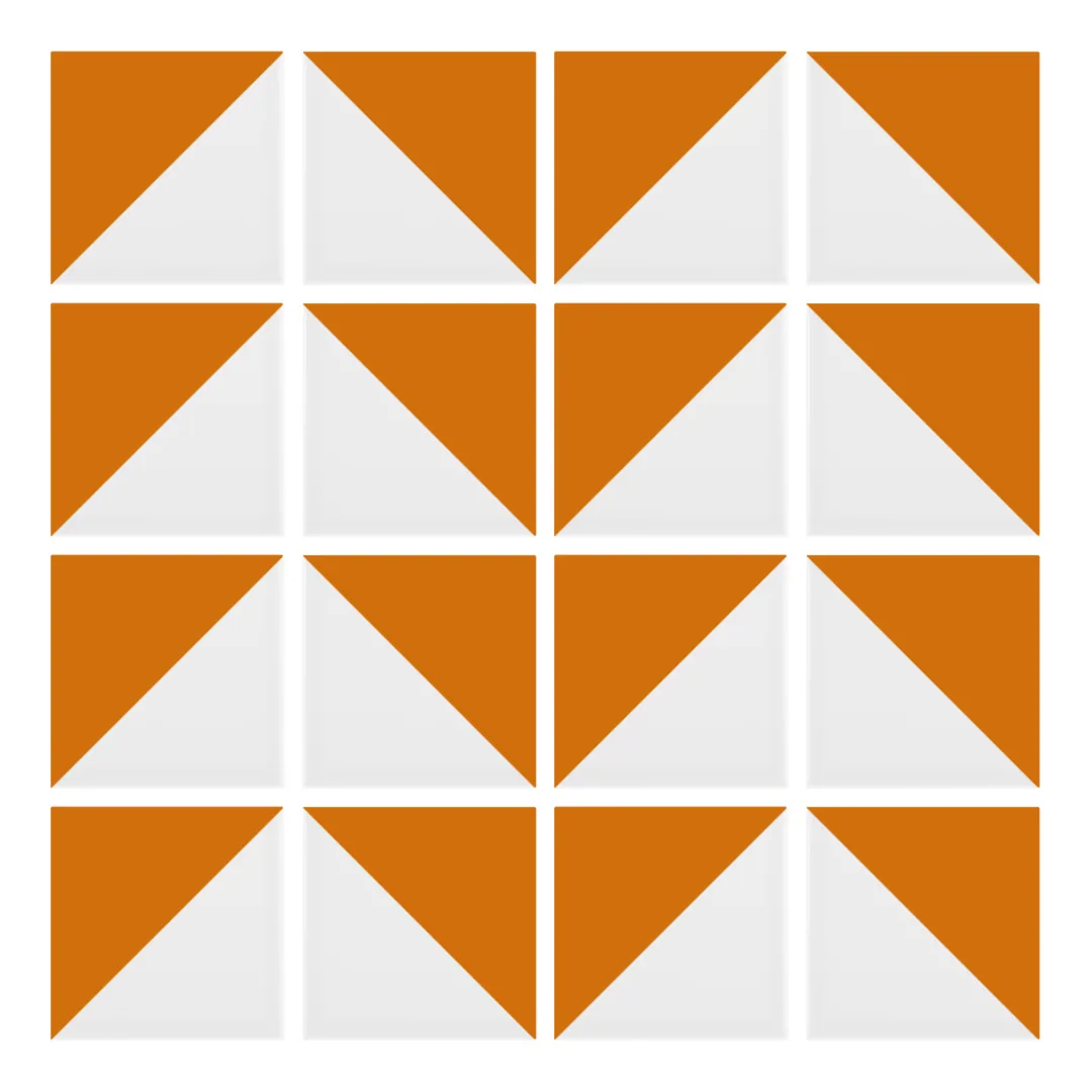 Patrón 6 de colocación de Azulejo Trigone Blanco 10x10 Naranja Brillo