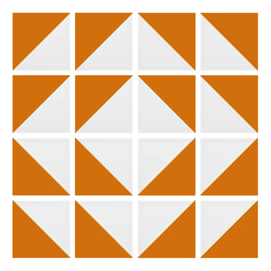 Patrón 7 de colocación de Azulejo Trigone Blanco 10x10 Naranja Brillo