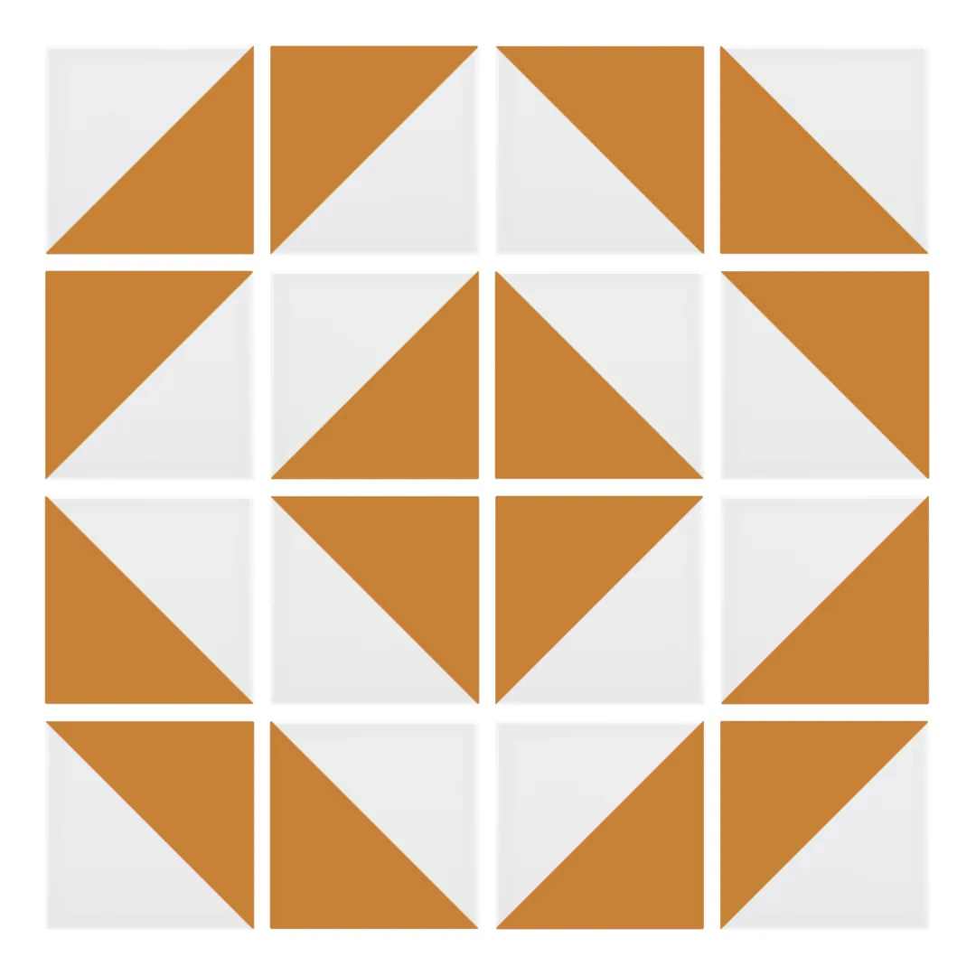 Patrón 5 de colocación de Azulejo Trigone Blanco 10x10 Naranja Mango Mate