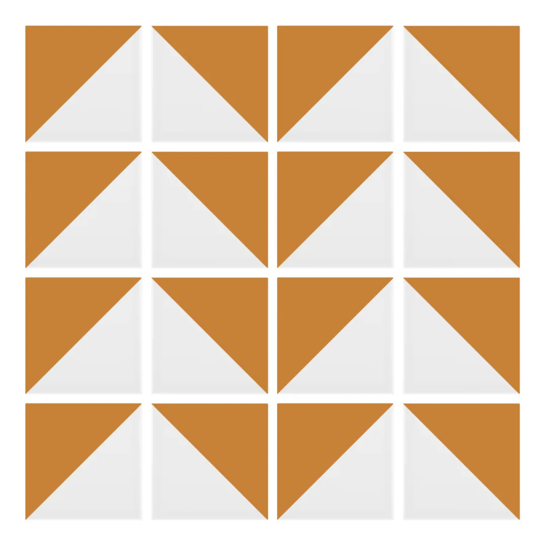 Patrón 6 de colocación de Azulejo Trigone Blanco 10x10 Naranja Mango Mate