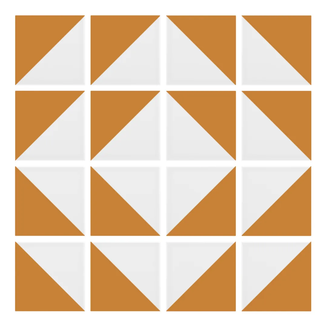Patrón 7 de colocación de Azulejo Trigone Blanco 10x10 Naranja Mango Mate