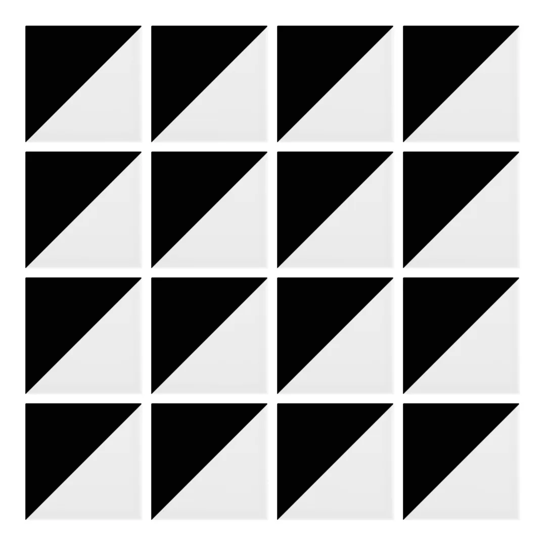 Patrón 1 de colocación de Azulejo Trigone Blanco 10x10 Negro Brillo