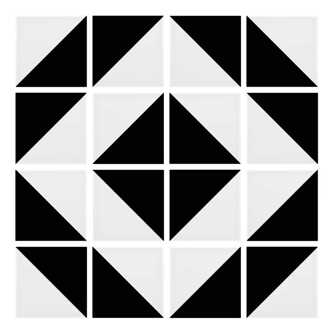 Patrón 5 de colocación de Azulejo Trigone Blanco 10x10 Negro Brillo