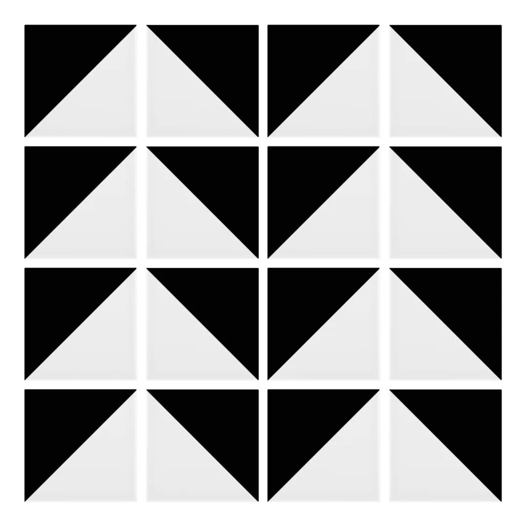 Patrón 6 de colocación de Azulejo Trigone Blanco 10x10 Negro Brillo