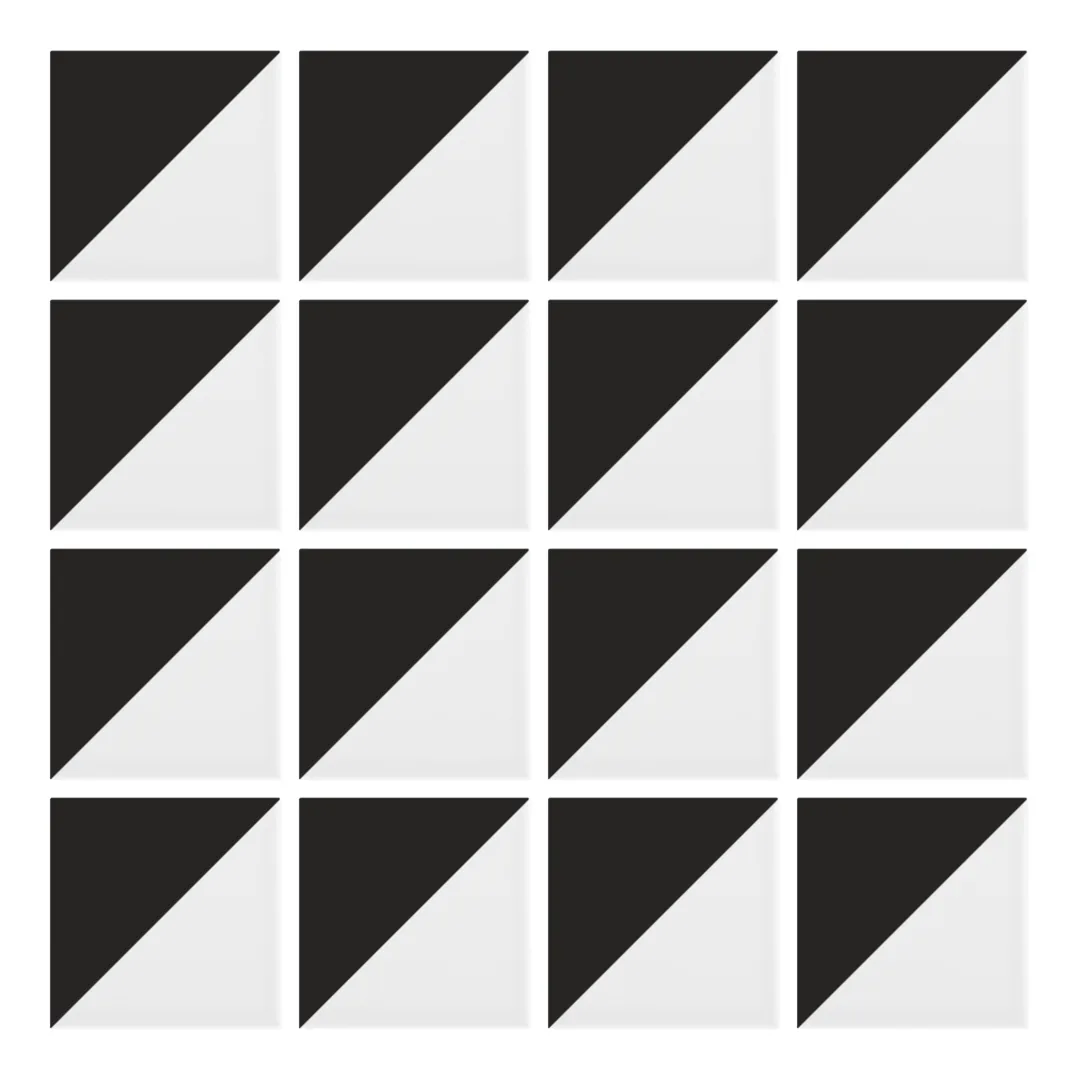 Patrón 1 de colocación de Azulejo Trigone Blanco 10x10 Negro Mate