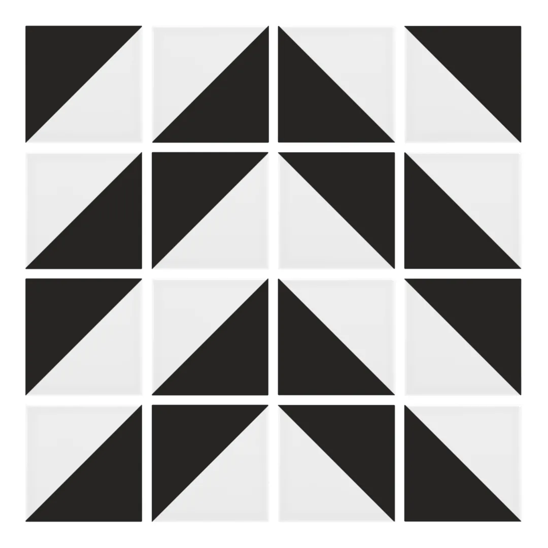 Patrón 4 de colocación de Azulejo Trigone Blanco 10x10 Negro Mate