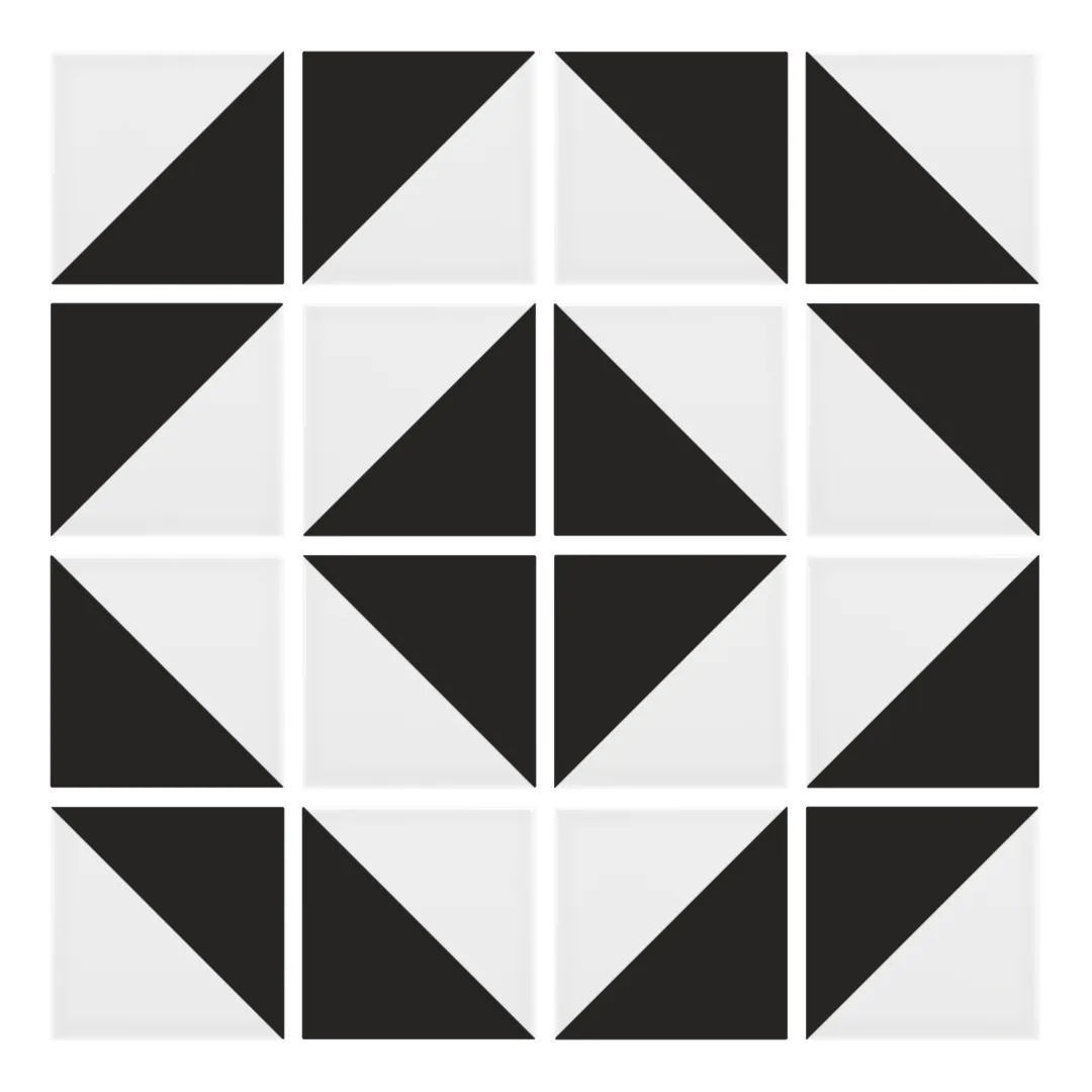 Patrón 5 de colocación de Azulejo Trigone Blanco 10x10 Negro Mate