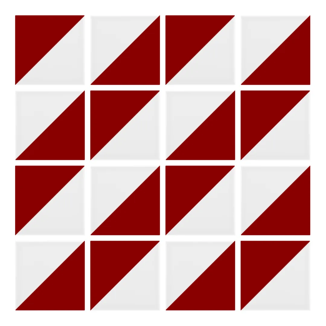 Patrón 2 de colocación de Azulejo Trigone Blanco 10x10 Rojo Brillo