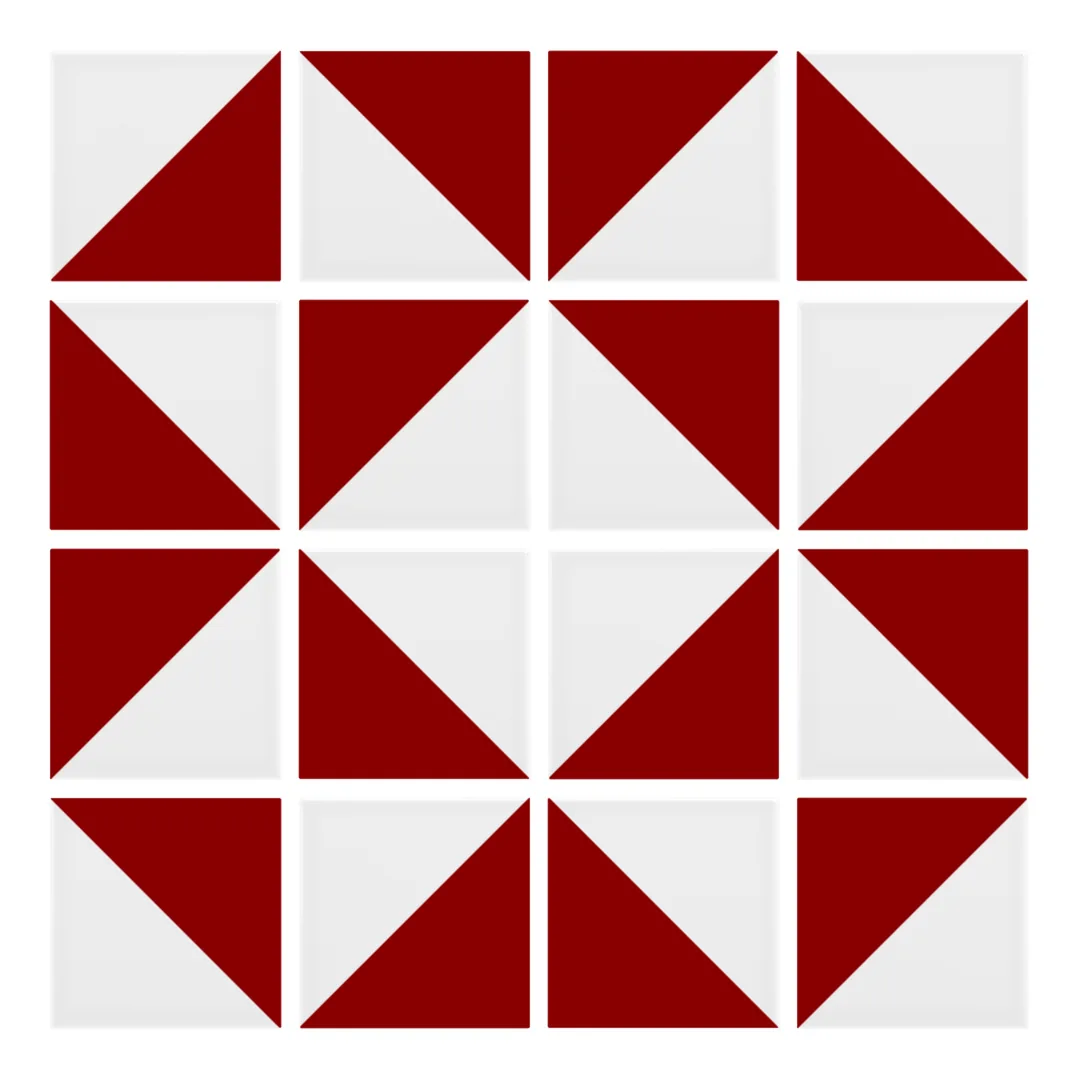 Patrón 3 de colocación de Azulejo Trigone Blanco 10x10 Rojo Brillo