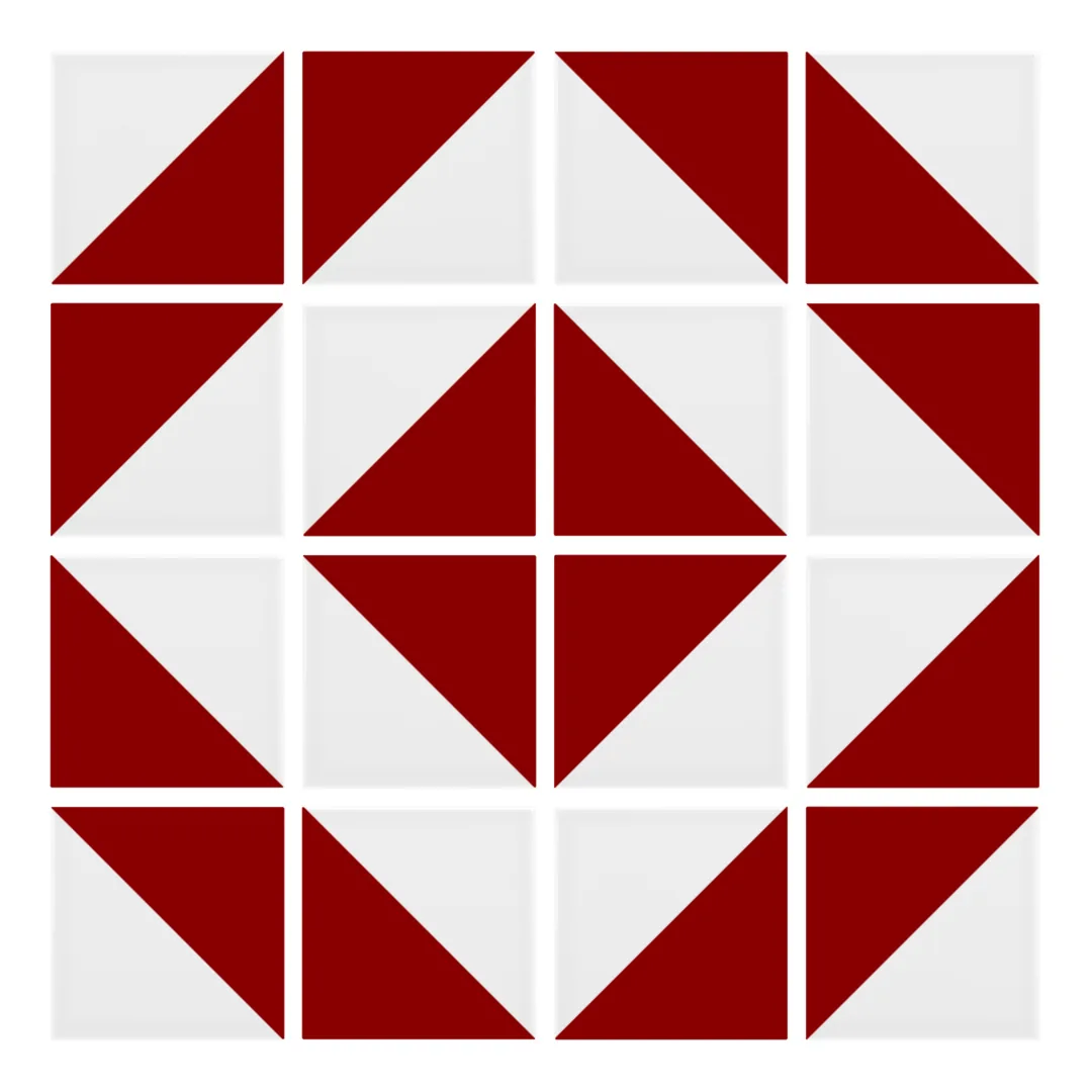 Patrón 5 de colocación de Azulejo Trigone Blanco 10x10 Rojo Brillo