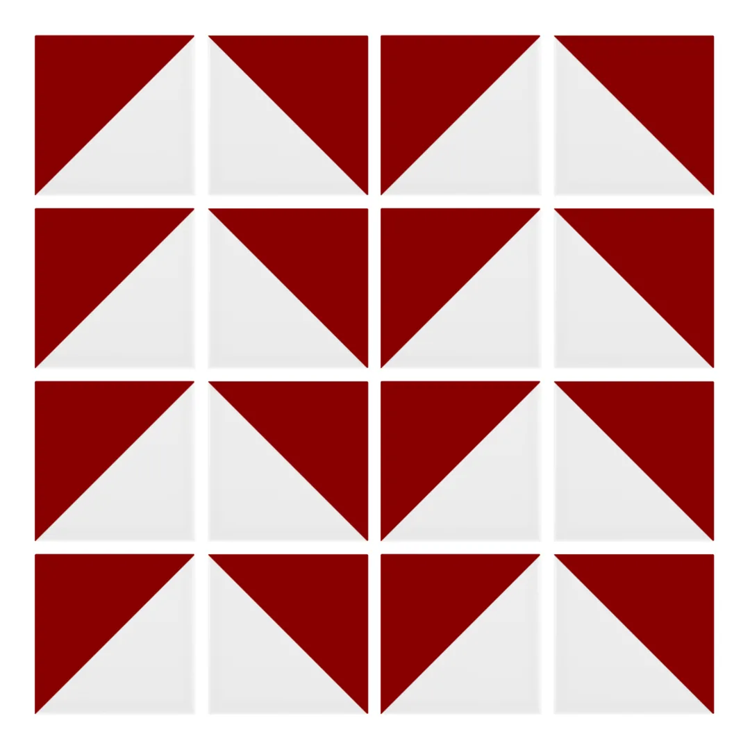 Patrón 6 de colocación de Azulejo Trigone Blanco 10x10 Rojo Brillo