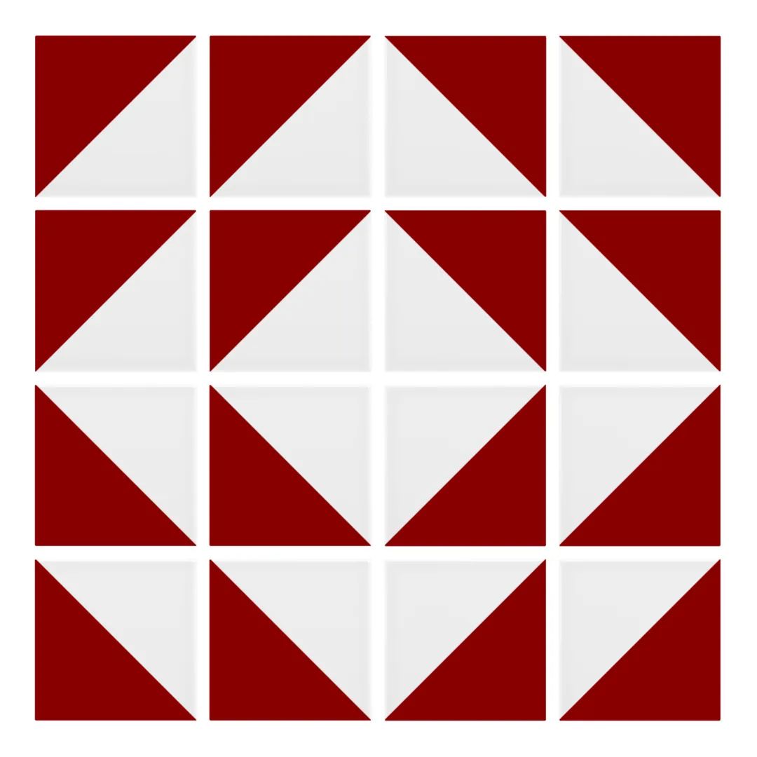 Patrón 7 de colocación de Azulejo Trigone Blanco 10x10 Rojo Brillo