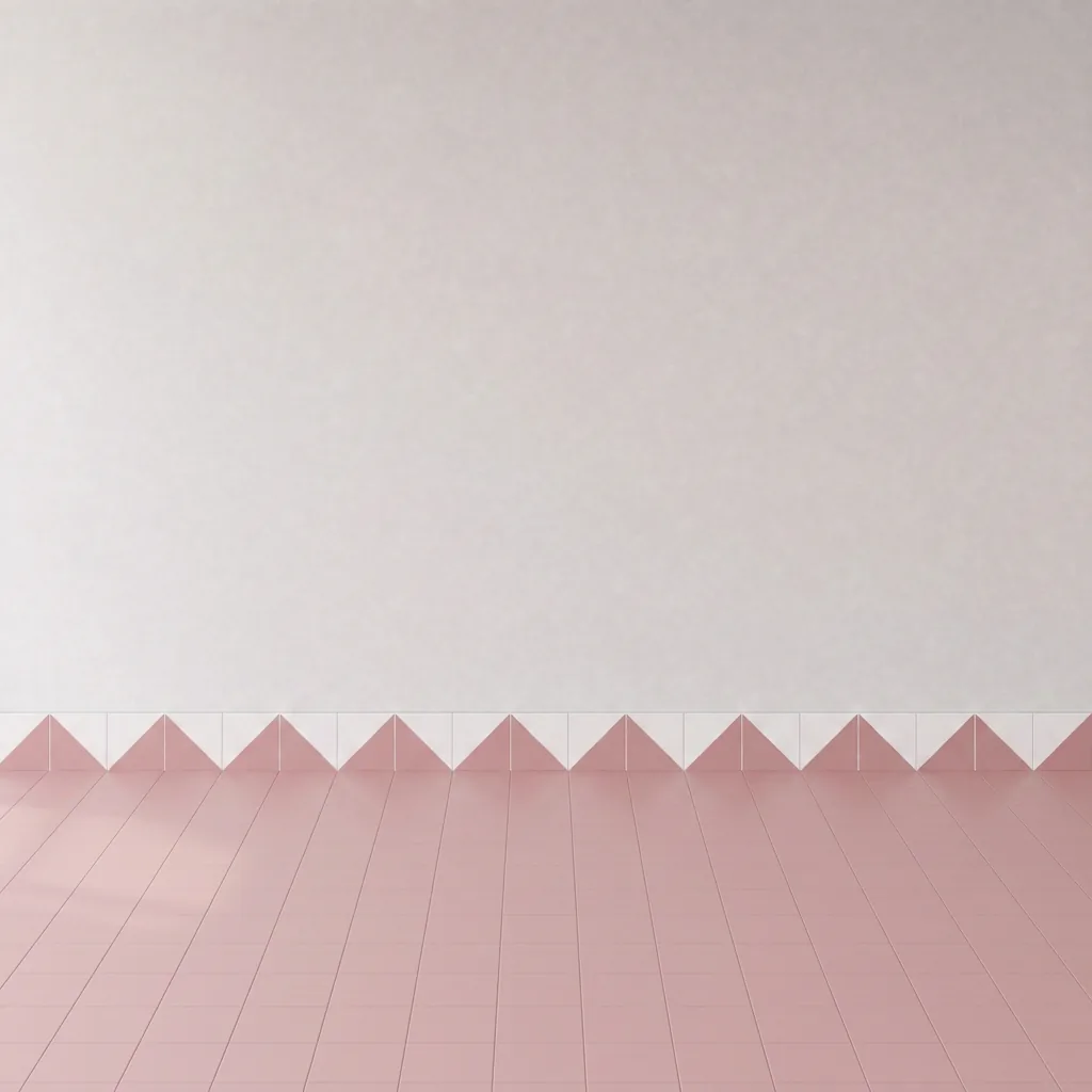 Azulejo Trigone Blanco 10x10 Rosa Brillo formando una banda decorativa en una pared