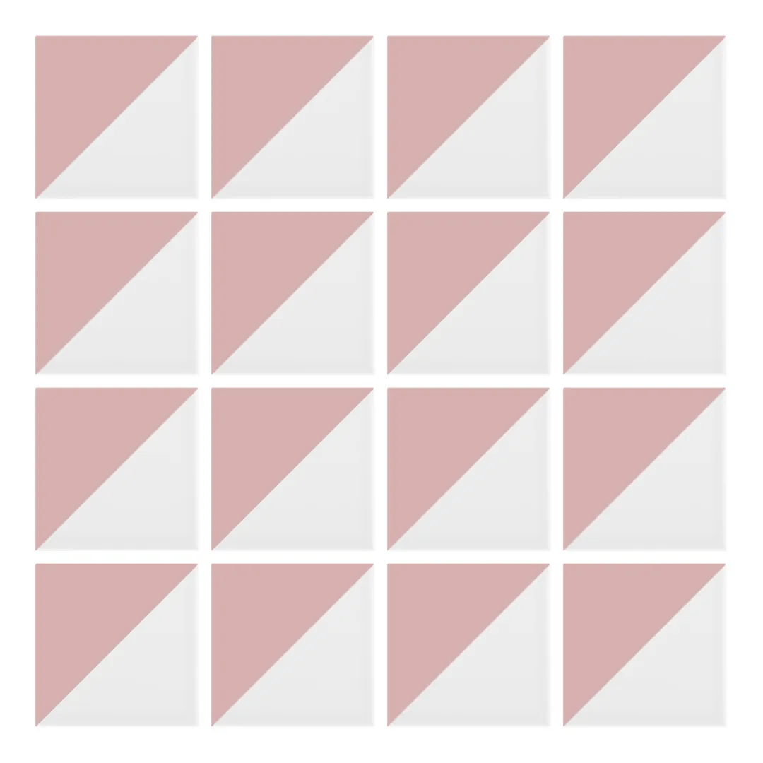 Patrón 1 de colocación de Azulejo Trigone Blanco 10x10 Rosa Brillo