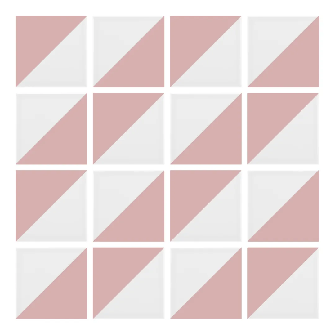 Patrón 2 de colocación de Azulejo Trigone Blanco 10x10 Rosa Brillo