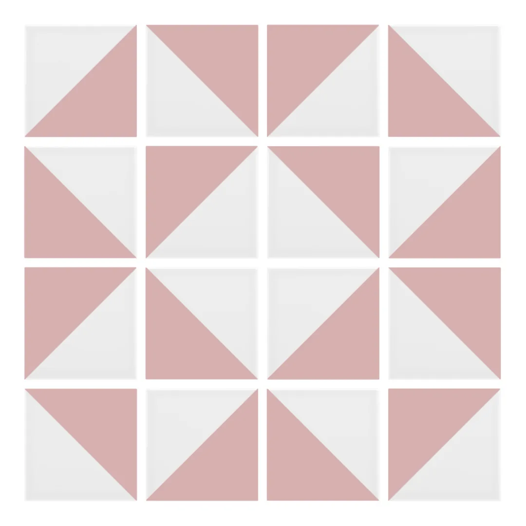 Patrón 3 de colocación de Azulejo Trigone Blanco 10x10 Rosa Brillo