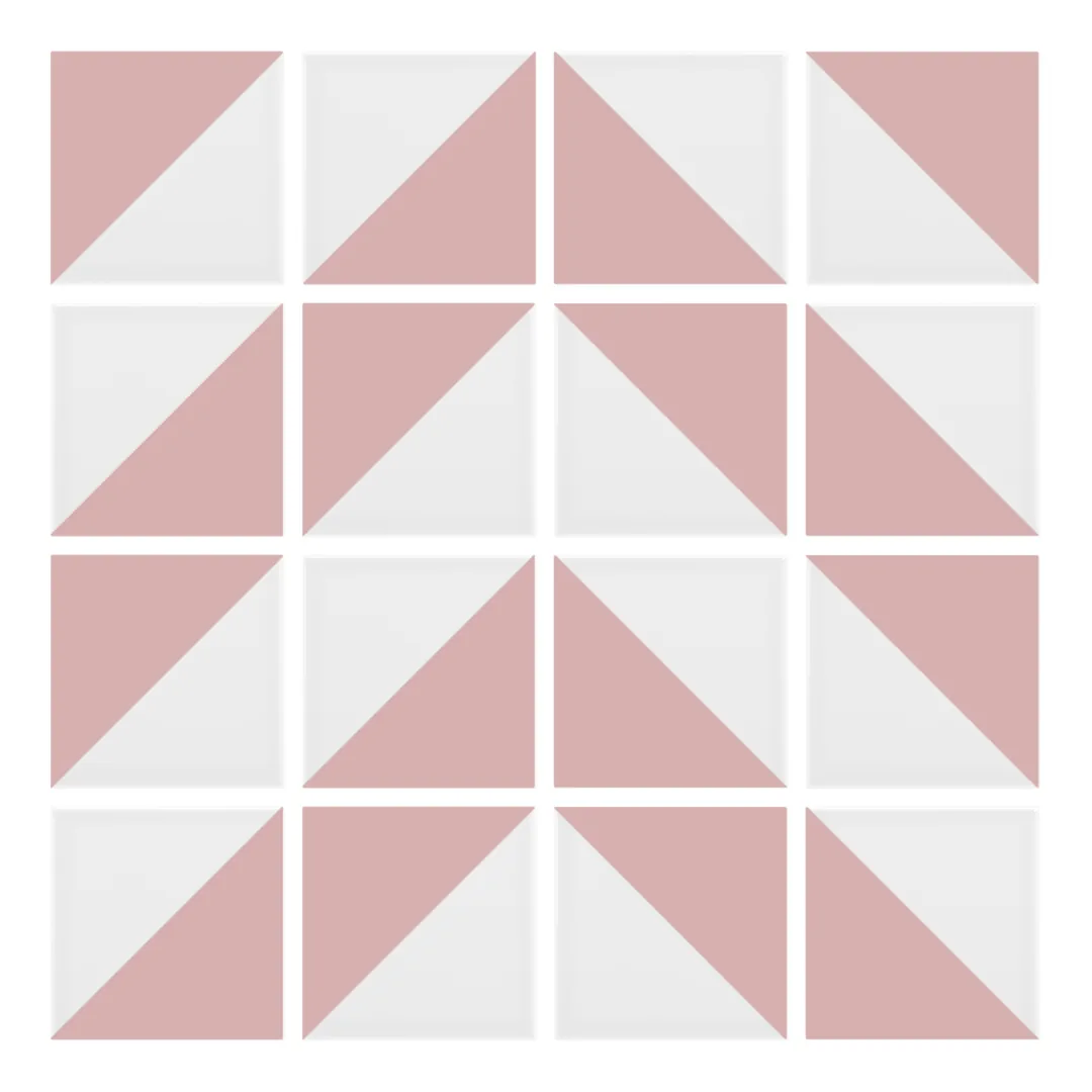 Patrón 4 de colocación de Azulejo Trigone Blanco 10x10 Rosa Brillo