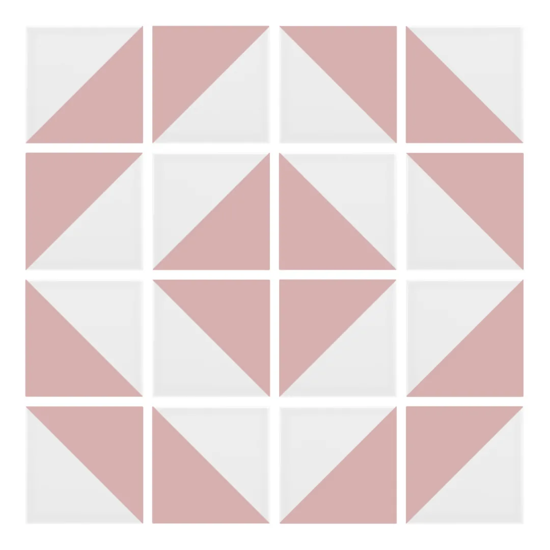 Patrón 5 de colocación de Azulejo Trigone Blanco 10x10 Rosa Brillo