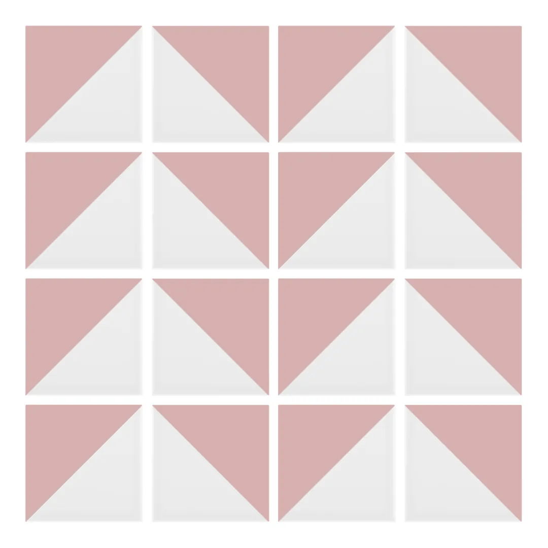 Patrón 6 de colocación de Azulejo Trigone Blanco 10x10 Rosa Brillo