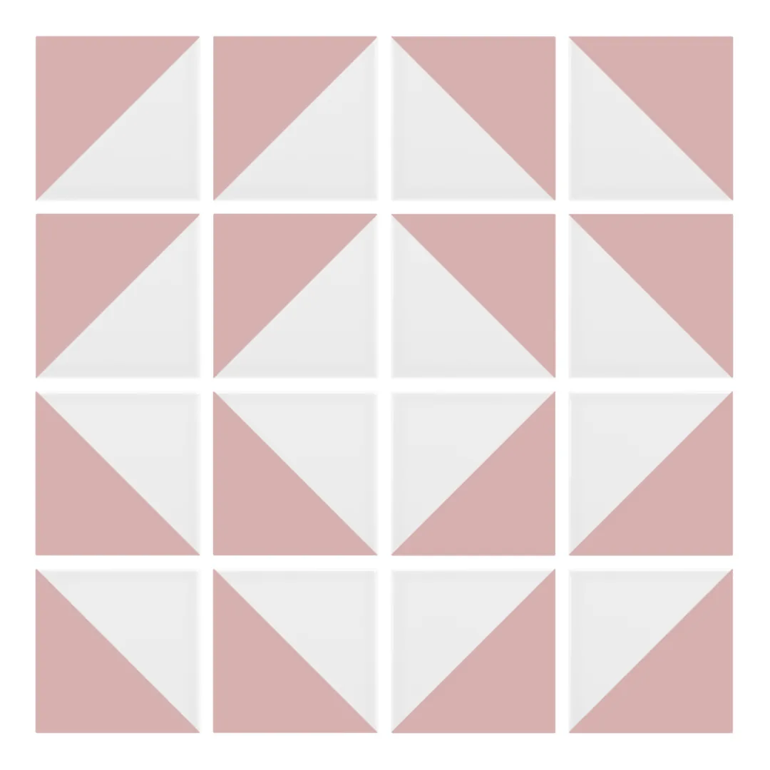 Patrón 7 de colocación de Azulejo Trigone Blanco 10x10 Rosa Brillo