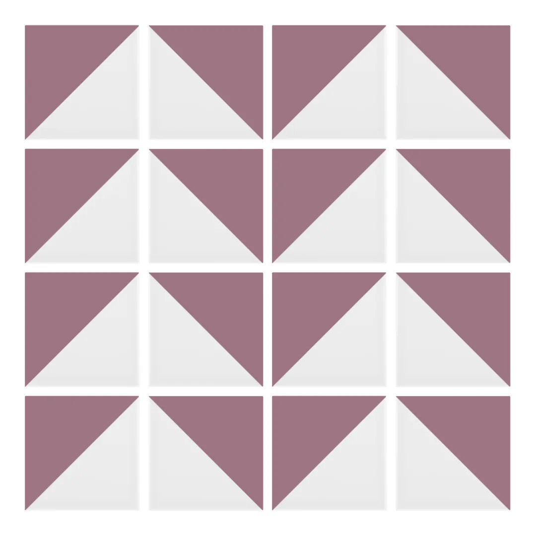 Patrón 6 de colocación de Azulejo Trigone Blanco 10x10 Rosa Malva Mate