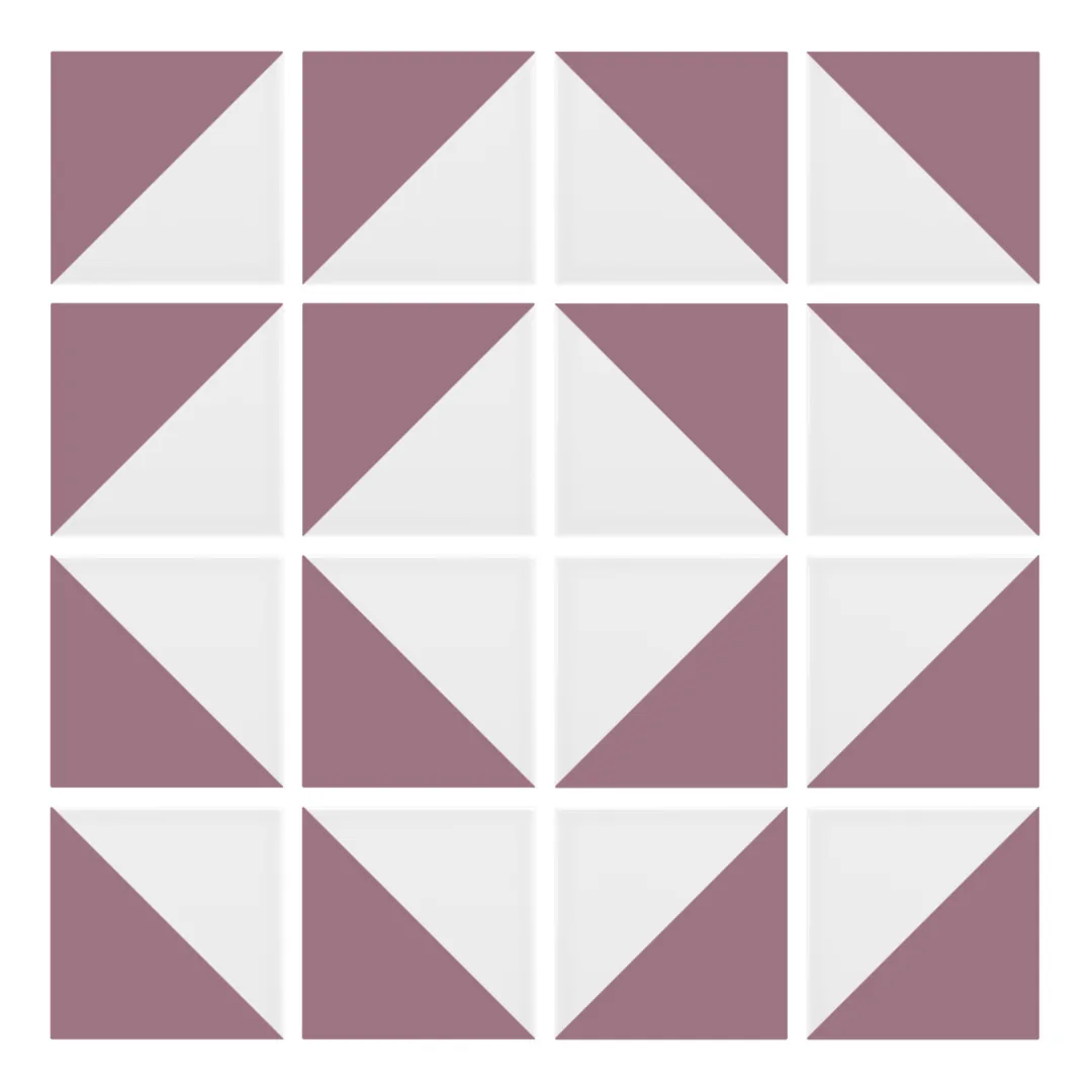 Patrón 7 de colocación de Azulejo Trigone Blanco 10x10 Rosa Malva Mate