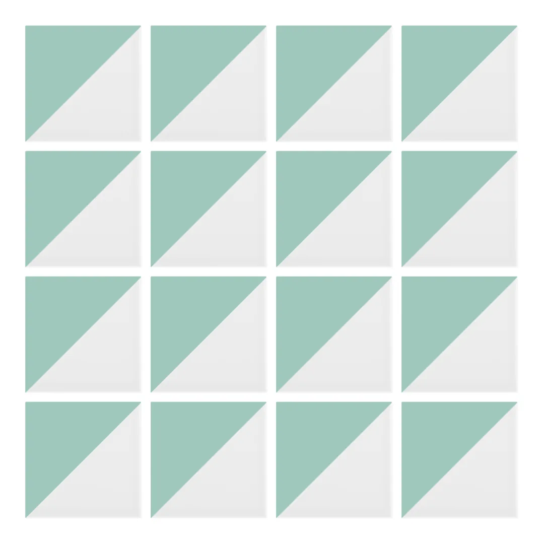 Patrón 1 de colocación de Azulejo Trigone Blanco 10x10 Verde Agua Brillo