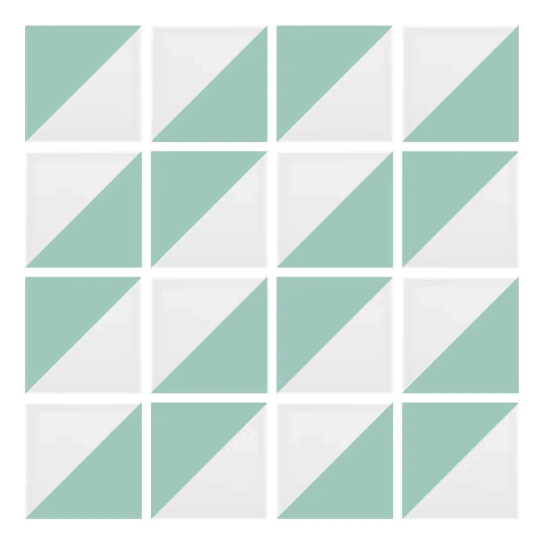 Patrón 2 de colocación de Azulejo Trigone Blanco 10x10 Verde Agua Brillo