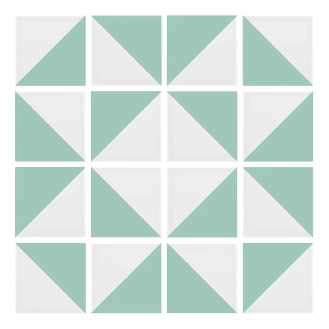 Patrón 3 de colocación de Azulejo Trigone Blanco 10x10 Verde Agua Brillo