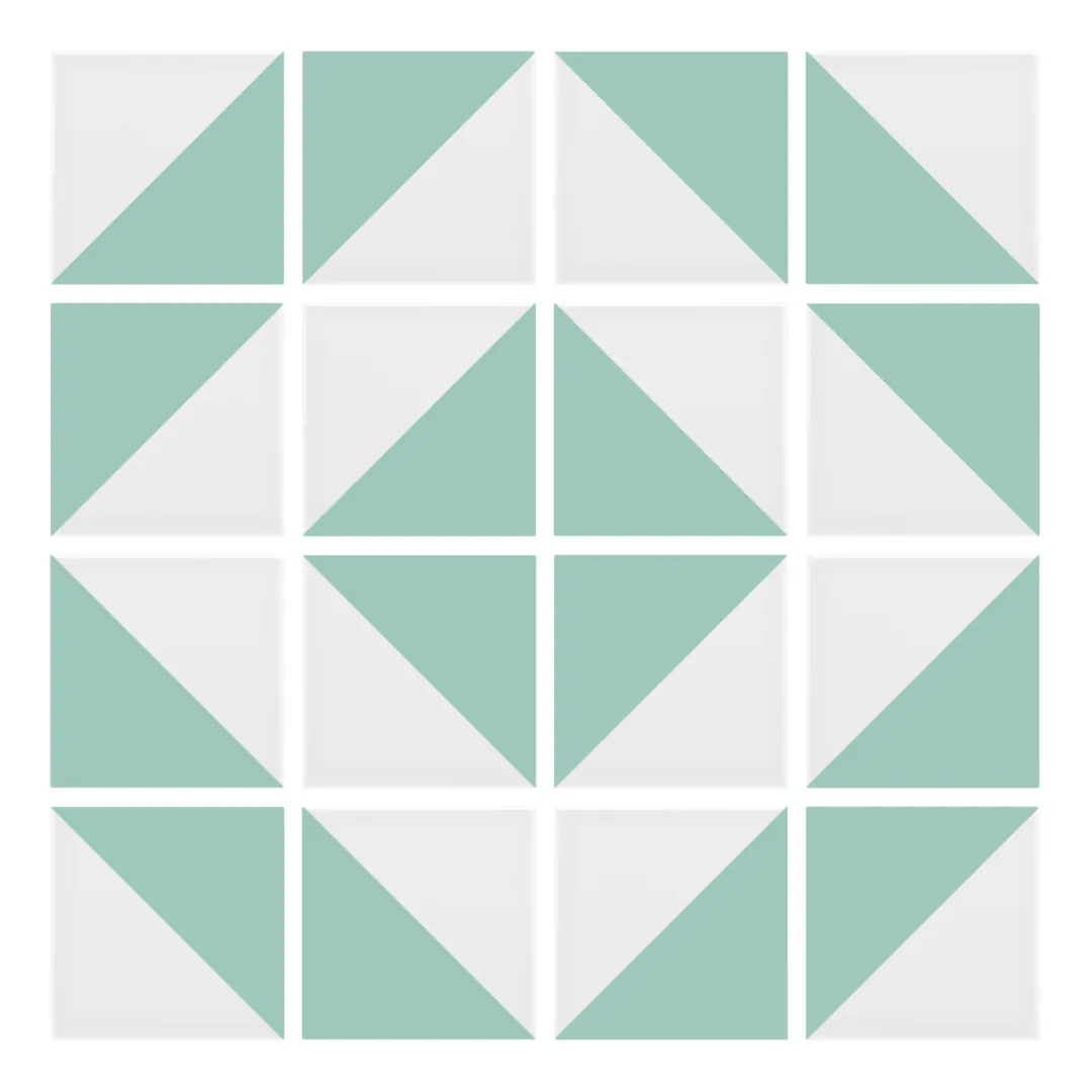Patrón 5 de colocación de Azulejo Trigone Blanco 10x10 Verde Agua Brillo