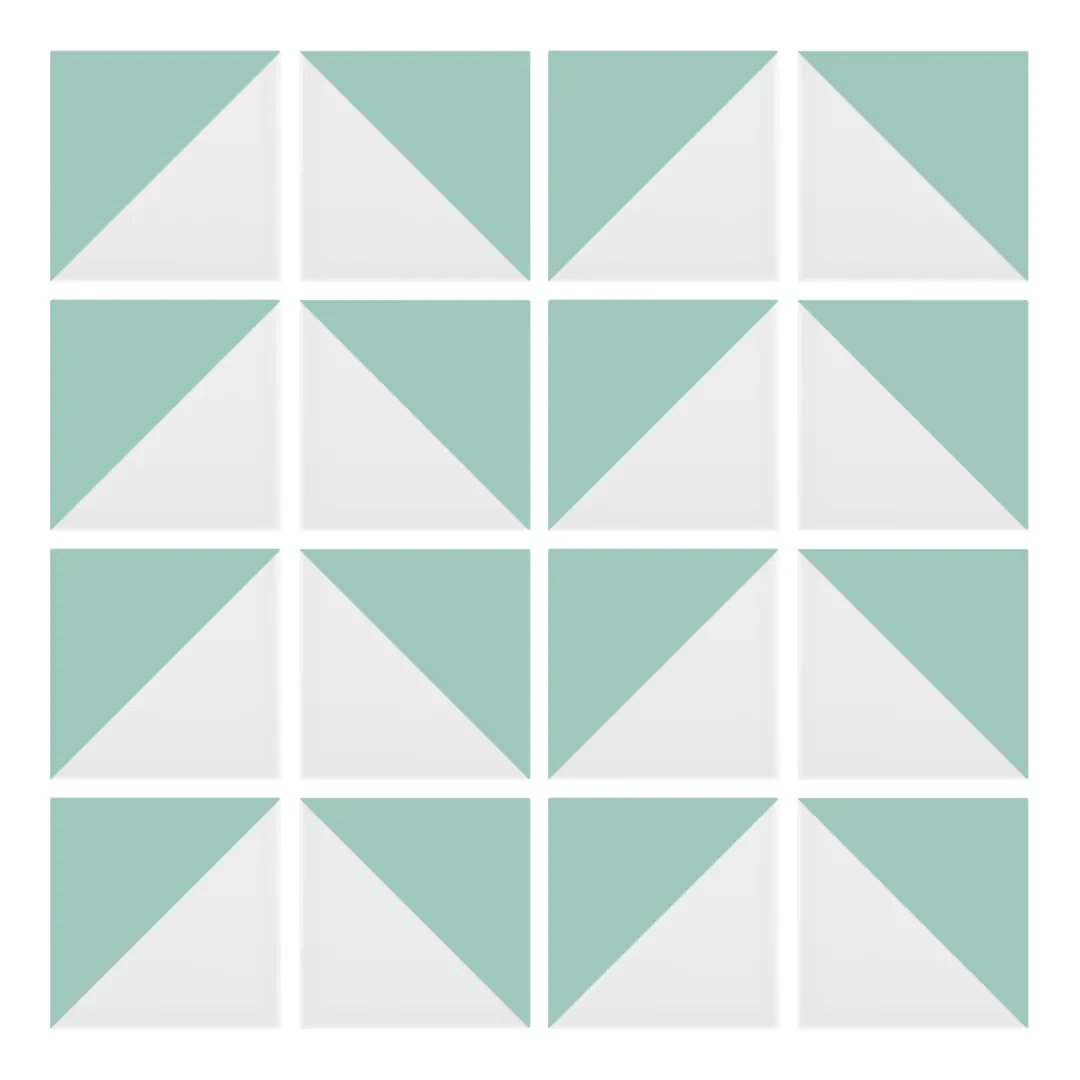 Patrón 6 de colocación de Azulejo Trigone Blanco 10x10 Verde Agua Brillo