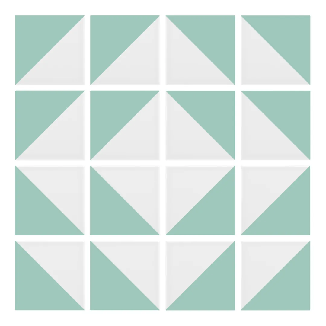 Patrón 7 de colocación de Azulejo Trigone Blanco 10x10 Verde Agua Brillo