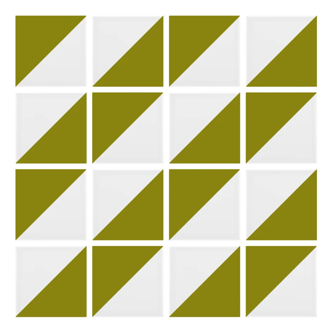 Patrón 2 de colocación de Azulejo Trigone Blanco 10x10 Verde Aguacate Brillo
