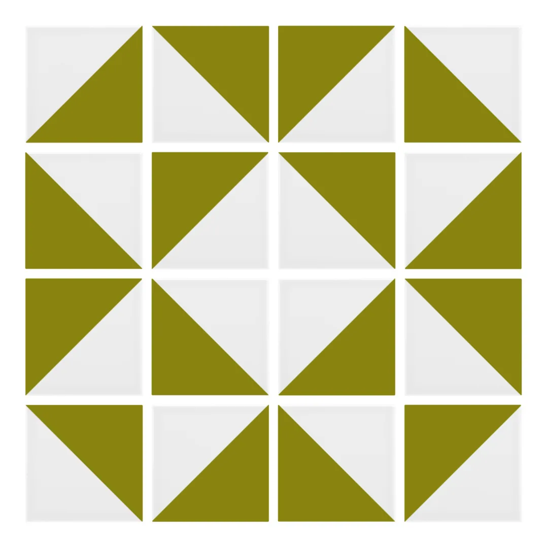Patrón 3 de colocación de Azulejo Trigone Blanco 10x10 Verde Aguacate Brillo