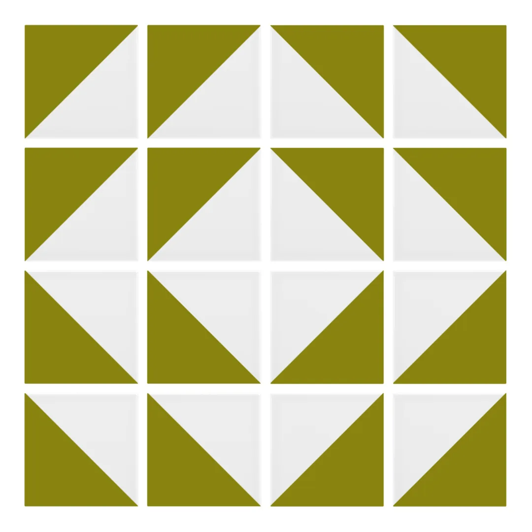 Patrón 7 de colocación de Azulejo Trigone Blanco 10x10 Verde Aguacate Brillo