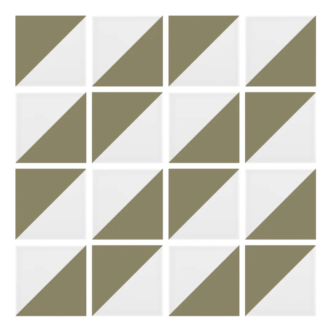 Patrón 2 de colocación de Azulejo Trigone Blanco 10x10 Verde Brillo