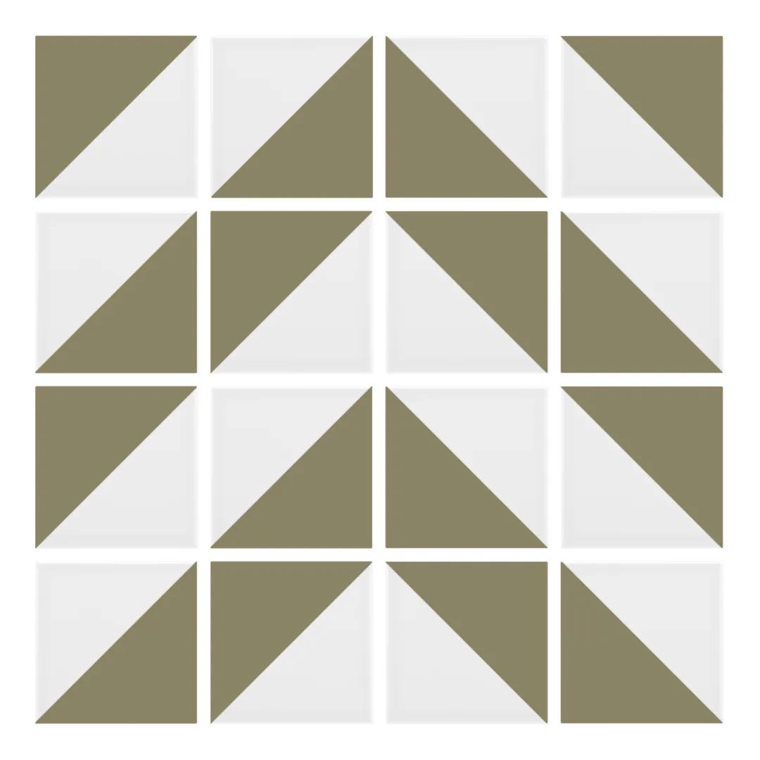 Patrón 4 de colocación de Azulejo Trigone Blanco 10x10 Verde Brillo