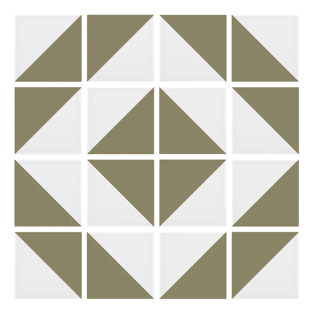 Patrón 5 de colocación de Azulejo Trigone Blanco 10x10 Verde Brillo