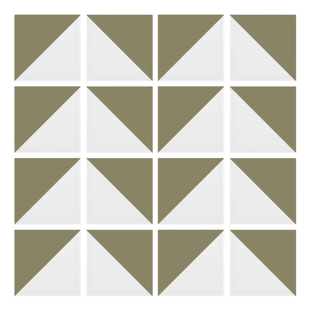 Patrón 6 de colocación de Azulejo Trigone Blanco 10x10 Verde Brillo