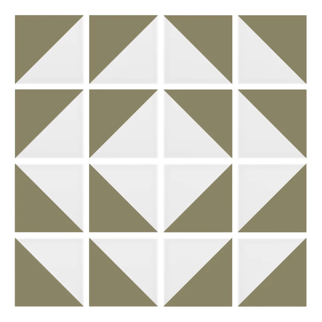 Patrón 7 de colocación de Azulejo Trigone Blanco 10x10 Verde Brillo