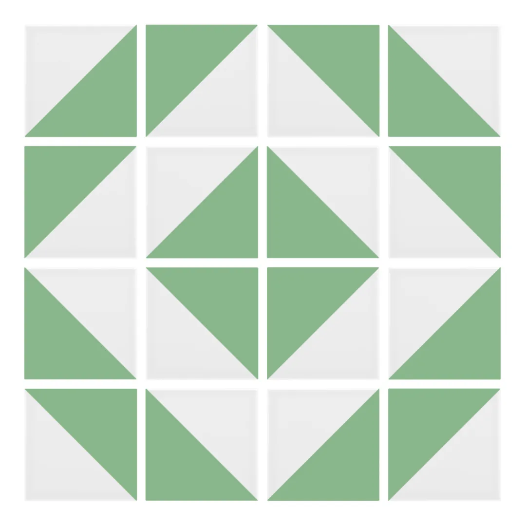 Patrón 5 de colocación de Azulejo Trigone Blanco 10x10 Verde Claro Brillo