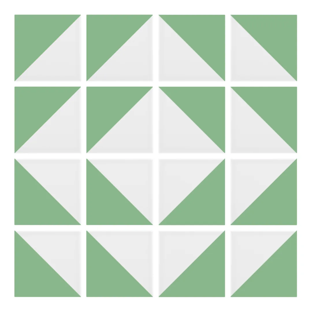 Patrón 7 de colocación de Azulejo Trigone Blanco 10x10 Verde Claro Brillo