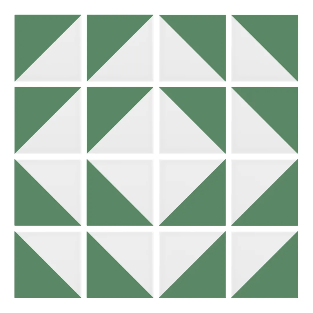 Patrón 7 de colocación de Azulejo Trigone Blanco 10x10 Verde Mate