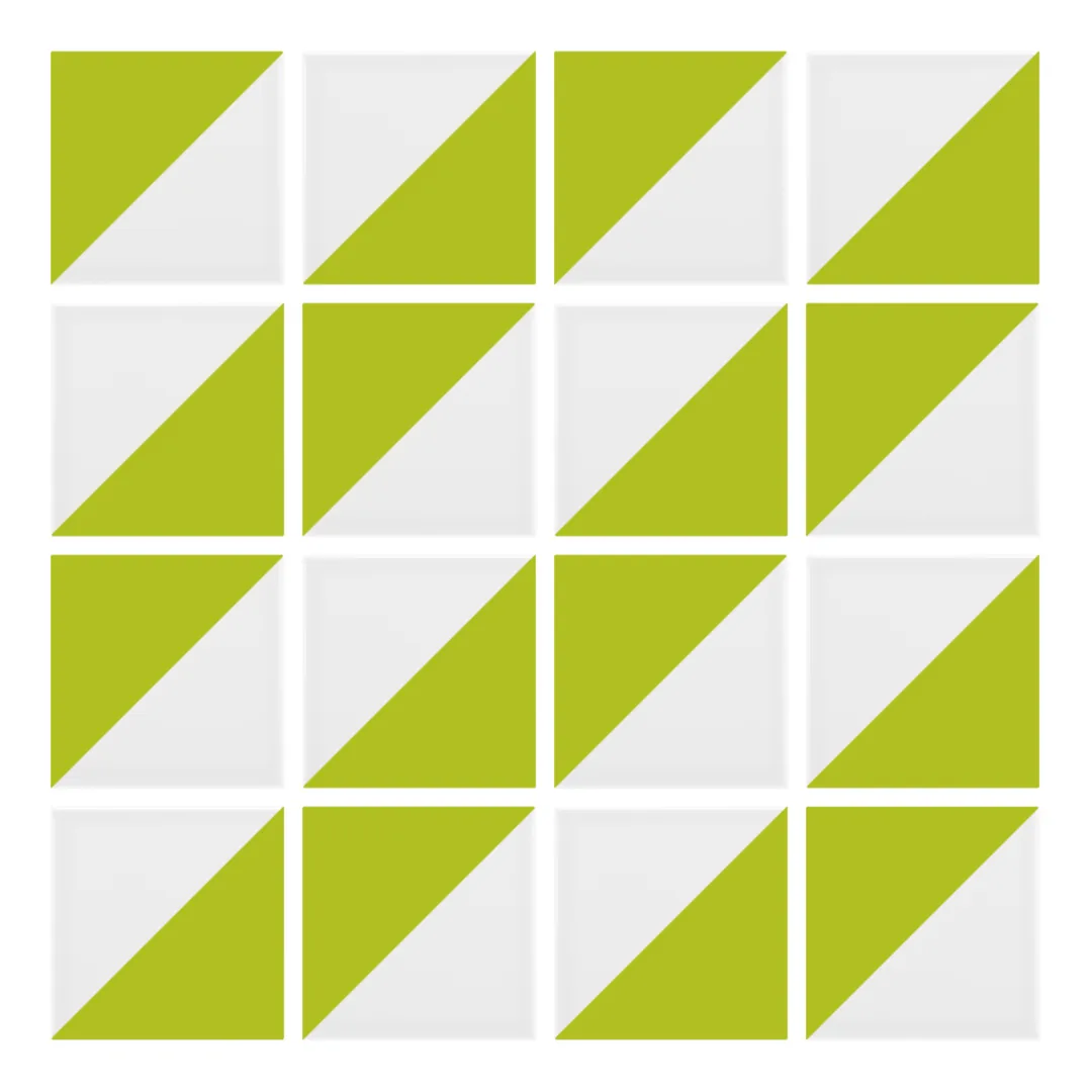 Patrón 2 de colocación de Azulejo Trigone Blanco 10x10 Verde Musgo Brillo