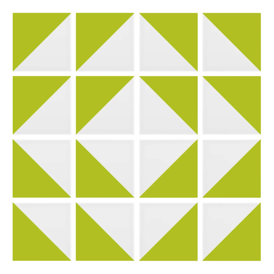 Patrón 7 de colocación de Azulejo Trigone Blanco 10x10 Verde Musgo Brillo