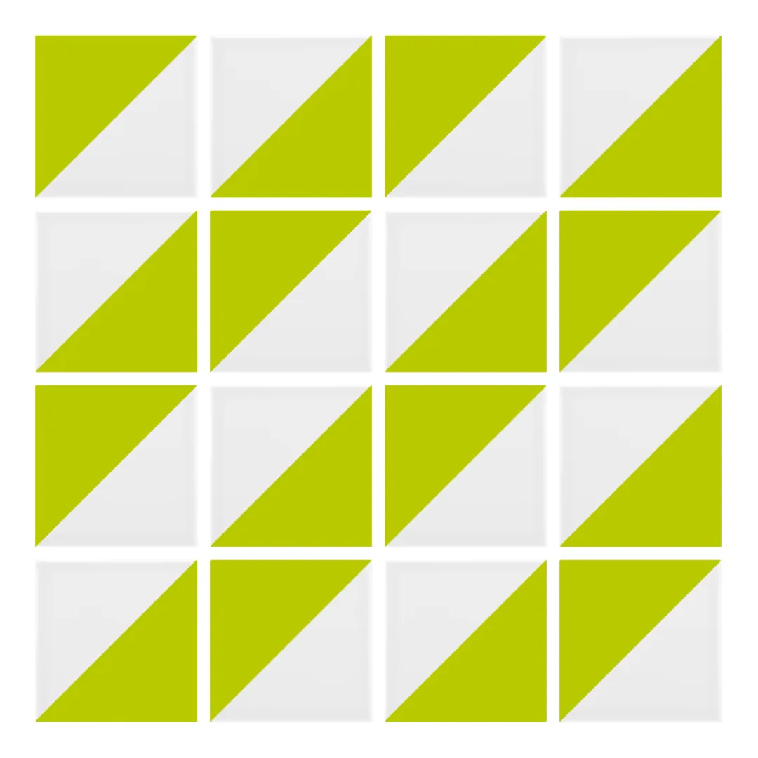 Patrón 2 de colocación de Azulejo Trigone Blanco 10x10 Verde Pistacho Brillo